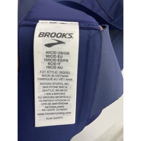 Brooks 40C/D Run Drive Interlace Navy Sports Bra Compression Quick Dry Woven - Picture 8 of 9